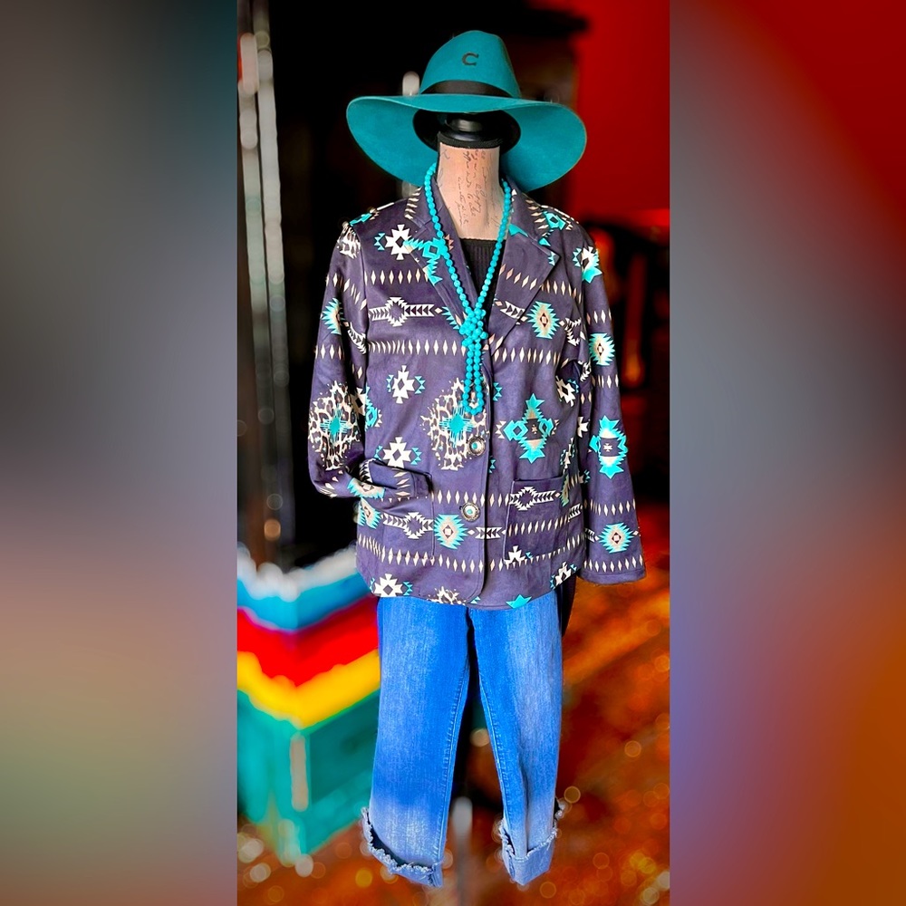 Leopard Aztec Print Blazer